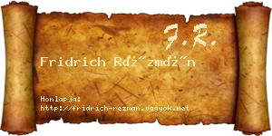 Fridrich Rézmán névjegykártya